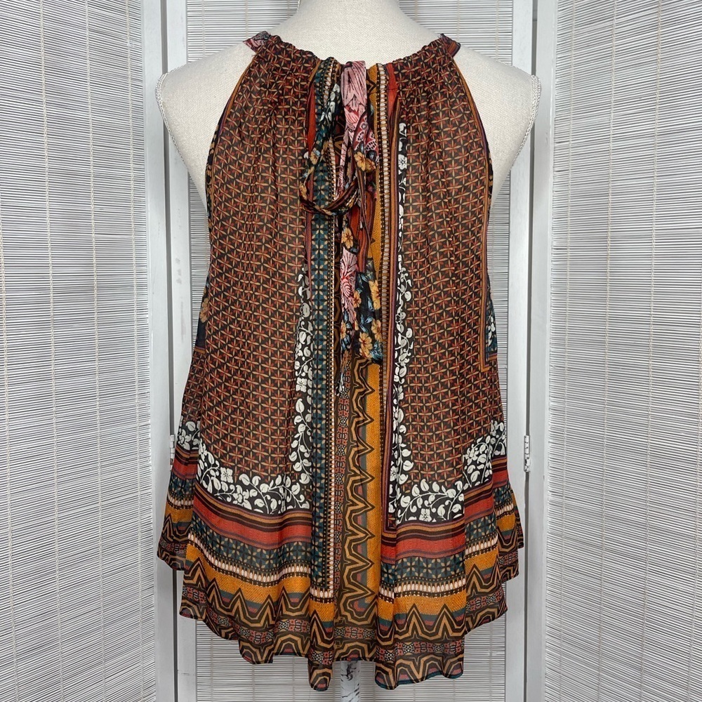 Bhanuni by Jyoti Tank Fiona Embroidered Floral Sequin Halter Tie Back Size XS - Picture 3 of 8